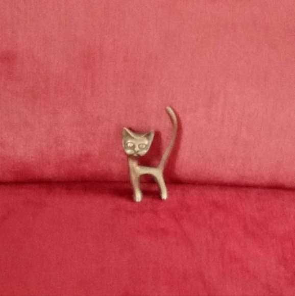 Cat Figurine Solid Vintage Brass Decor - Picture 2 of 4